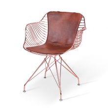 Rose Gold Armchair Dining Chair With PU Cushion