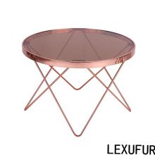 Round Glass Top Copper Leg For Center Table