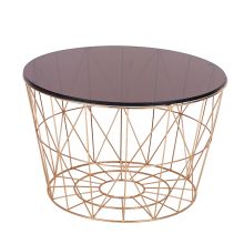 Round Glass Top And Wire Base Coffee Table