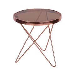 Modern Round Steel Table Base Glass Top Side Table