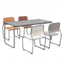 Modern Design Minimalist Dining Table With Chrome Frame For 4 Seat