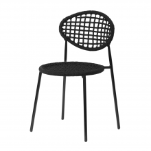 Outdoor Rattan Dining Chair Black Stackable Exterior Chairs
