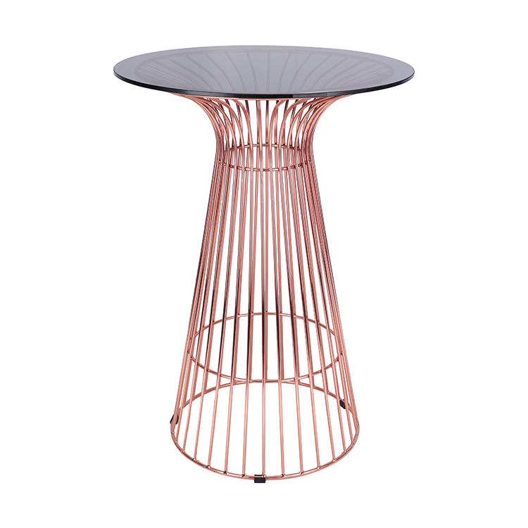 Good Quality Round Glass Metal Wire Dining High Bar Table 