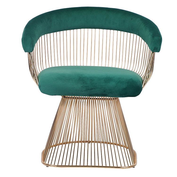 Luxury Green Velvet Dining Chair With Gold Plating