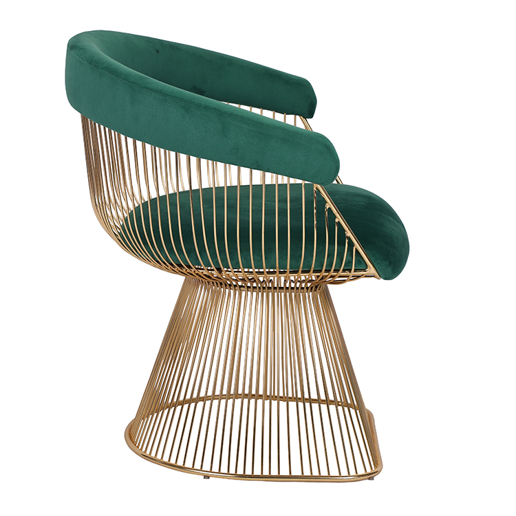 Luxury Green Velvet Dining Chair With Gold Plating