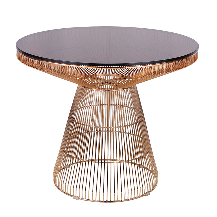 Durable Glass Top Wire Base Dining Table
