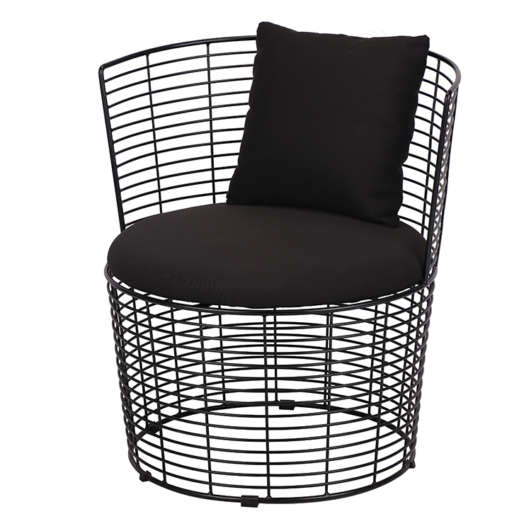 Modern Living Room Upholstered Lounge Black Chair With Metal Frame