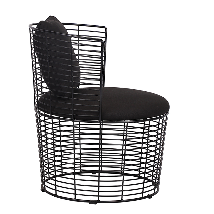 Modern Living Room Upholstered Lounge Black Chair With Metal Frame
