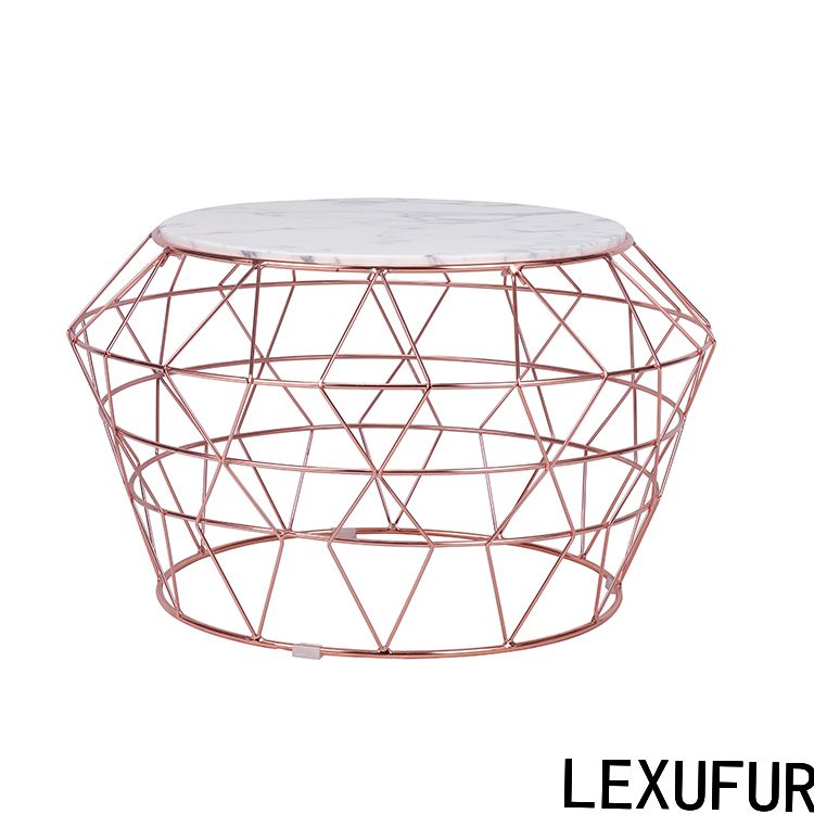Marble Top Wire Rose Gold Coffee Table