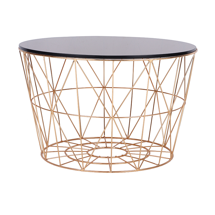 Round Glass Top And Wire Base Coffee Table