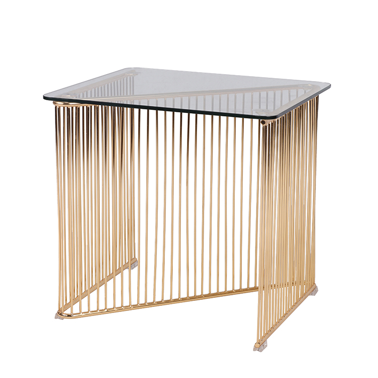Modern Tempered Glass Storage Wire Base Side Table