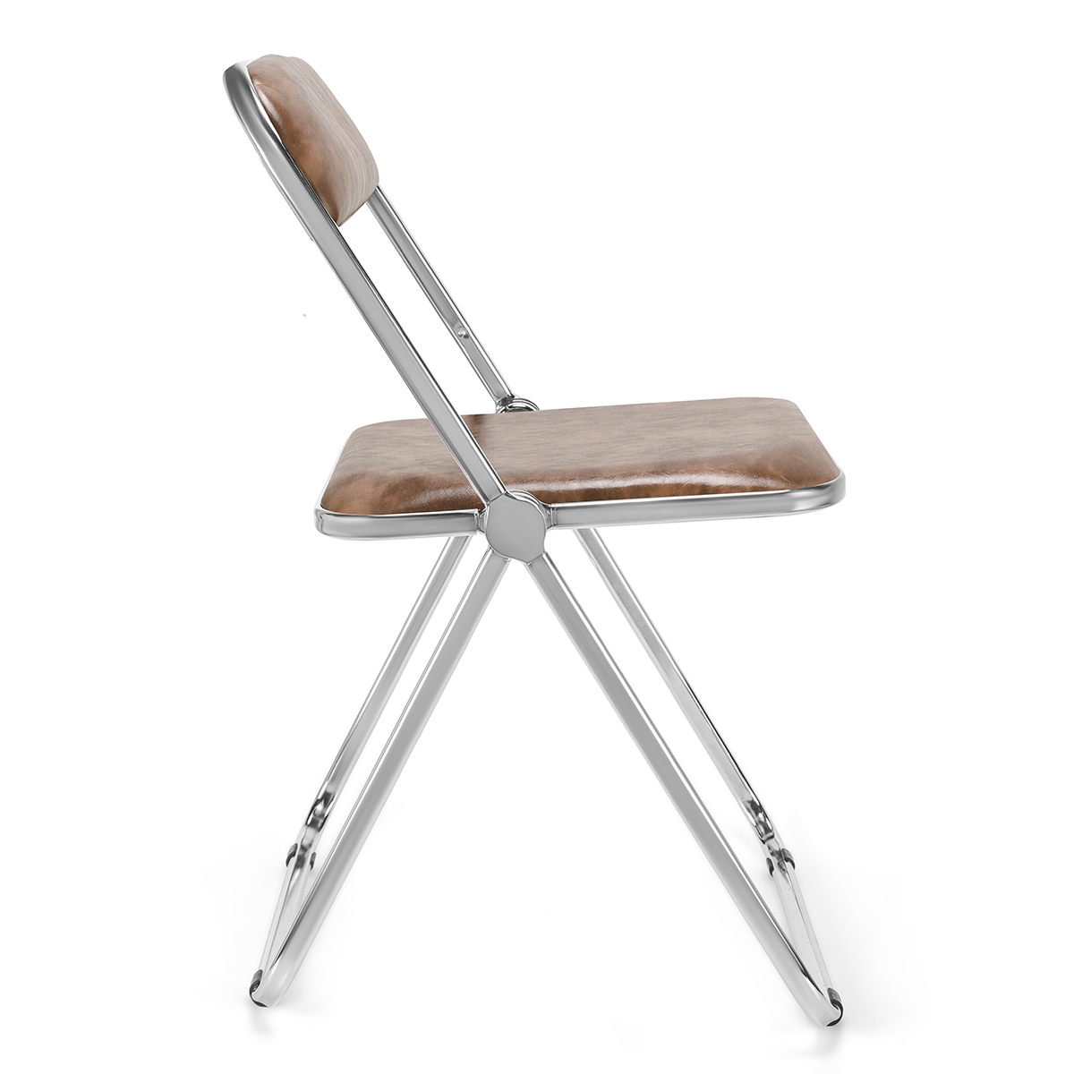 Plia Folding Chairs With brown PU Seat 
