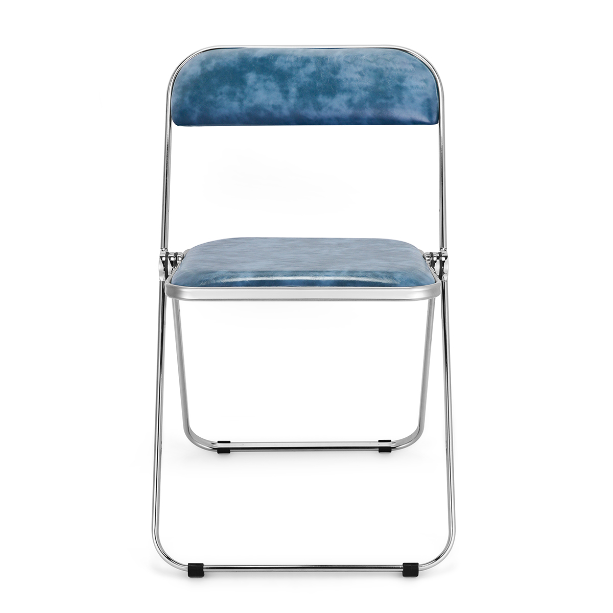 Plia Folding Chairs With Blue PU Seat 